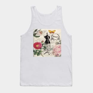 french country rose floral modern vintage dress mannequin paris fashion Tank Top